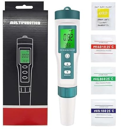 pH Chlore Mètre Piscine 8 EN 1, Tester pH Chlore (FAC) TDS EC Salinité ORP et Température avec ATC, Testeur Qualité Eau étanche IP67, précision élevée pour eau potable, spa, hydroponie
