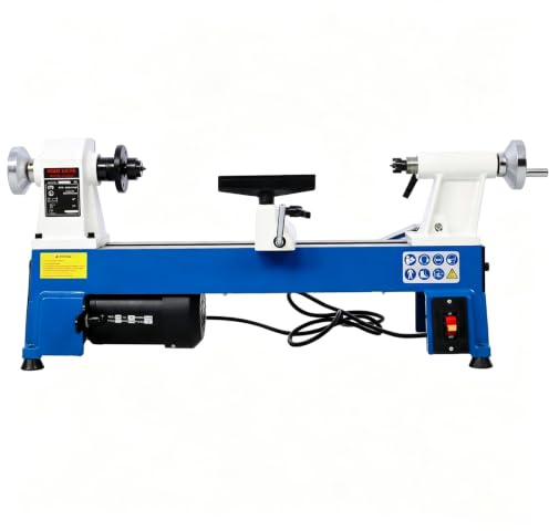 Tornio Da Banco Per Legno 10x18 Pollici, Mini Tornio Da Banco Da 1/2 Hp, 5 Velocità 500/750/1150/1800/3150 Giri/min, 4 Piedini In Gomma Antiscivolo, Manovella Rotante Interamente In Acciaio Per