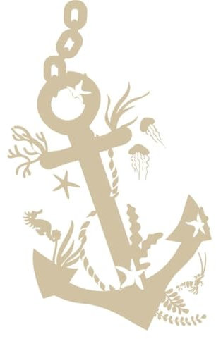 CLICKANDPRINT Aufkleber » Anker Unterwasser, 30x18,5cm, Beige • Wandtattoo/Wandaufkleber/Wandsticker/Wanddeko/Vinyl