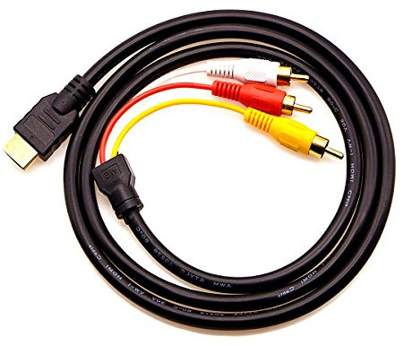 Chenduomi Mkoder HDMI to AV Converter 1080p HDMI to 3RCA /AV/CVBS Composite Video Audio Adapter (black) (HDMI to 3rca cable, black)