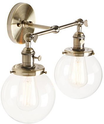 Pathson Réglable 2 Luminaire Applique Abat-jour en Verre Rétro Industrial Lampe Murale Plafonnier Rétro Eclairage(Ampoule Non Inclus) Bronze