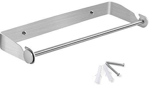 PHUNAYA Under Cabinet Paper Towel Holder Wall Mount for Home Kitchen,Stainless Steel for Large Rolls-Brushed Nickel