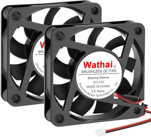 Wathai DC Exhaust Cooler Fan 60mm x 60mm x 15mm 12V 2Pin Brushless Cooling Fan 2 Pack