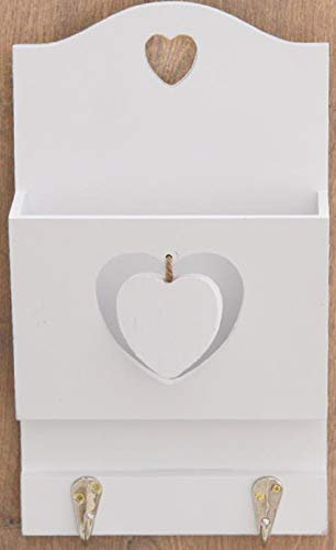 Dio dekorative Zettelbox aus Holz weiß mit 2 Haken
