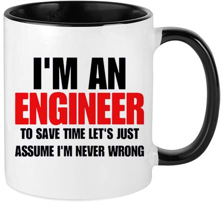 I am an Engineer 11oz Black Inside Coloured Black Handle Ceramic Mug