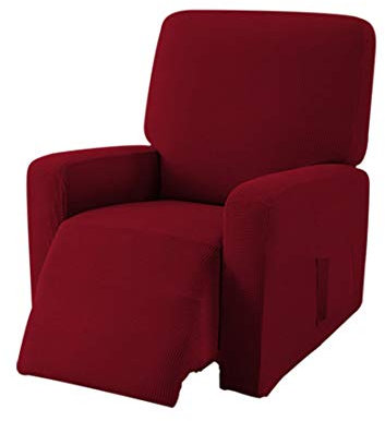 EBETA E Jacquard Sesselbezug, Sesselschoner, Stretchhusse für Relaxsessel Komplett, Elastisch Bezug für Fernsehsessel Liege Sessel (Weinrot)