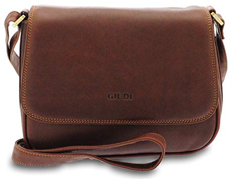 GIUDI ® - Damenhandtasche aus glattem Kalbsleder, echtes Leder, Umhängetasche, Handtasche, Made in Italy. (braun)
