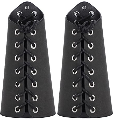 Bogenschießen Armschutz Leder Schwarz Unterarmschutz Männer Breite Manschette Wickelhandschuh Armband mit Einstellbarer Größe für Männer Frauen Armwickelschutz