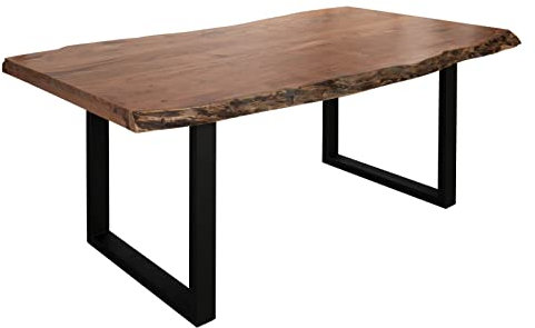 MASSIVMOEBEL24.DE Baumtisch Akazie 200x100x77 Natur lackiert/U-Beine anthrazit matt Freeform 5