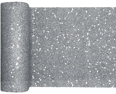 Santex 7036-4-20, Tischband, Pailletten, 18 cm x 5 m, silberfarben