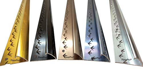 Carpet to Vinyl/Lino Threshold Strip Flooring or Doorway Trim - Metal Plate Doorbar Single Edge - Silver Gold Grey Black or Bronze - Extra Long 9ft / 2.7m / 270cm / 2700mm (Gold)