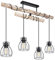 etc-shop Vintage Pendelleuchte Holz Hängelampe Esstisch Holz Rustikal Pendelleuchte 4 flammig, dimmbar Fernbedienung Farbwechsel Balken und Pendel verstellbar, 4x 9W 4x 806 lm 3000K, LxH 90x100 cm