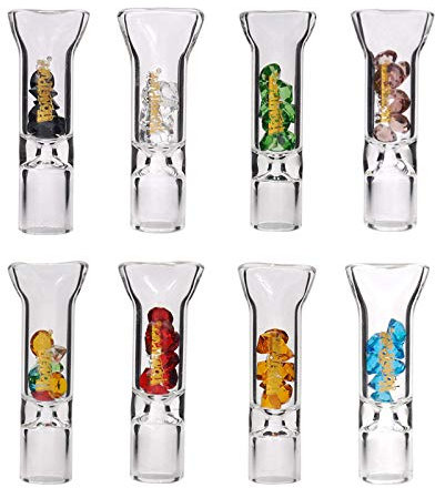 H-ENY Punta del Filtro di Vetro del Supporto di Cigarette del Diamante di Colore con Il Diamante Set del Filtro del Tatto della Sigaretta 8mm, la Bocca Piatta Riutilizzabile, Facile Pulito, 8pcs