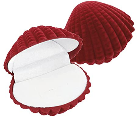 EYS JEWELRY Schmuck-Etui für Ring Muschel Samt rot Ring-Box Schachtel Schatulle Geschenk-Verpackung