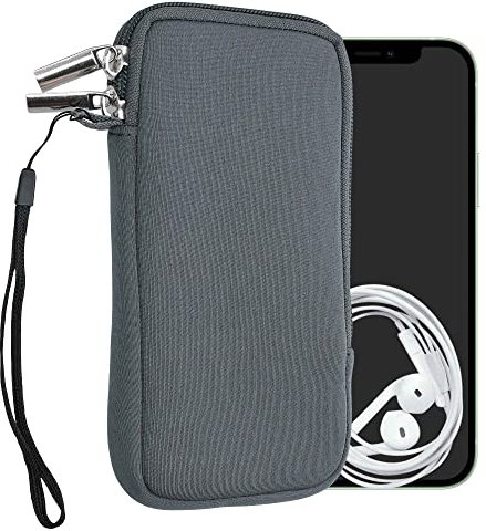 kwmobile Handytasche für Smartphones XL - 6,7/6,8 - Neopren Handy Hülle Grau - Handy Tasche 17,2 x 8,4 cm Innenmaße