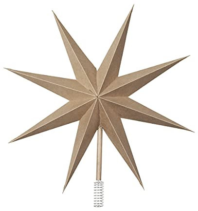 Broste Copenhagen Christbaumspitze Top Star aus Papier in der Farbe Natural Brown, 30cm, 70080390