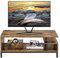costoffs TV Table, Wood TV Cabinet with Open Storage and Metal Frame, for Living Room, Entertainment Room, Industrial Style, Rustic Brown, 106 x 39.5 x 40cm
