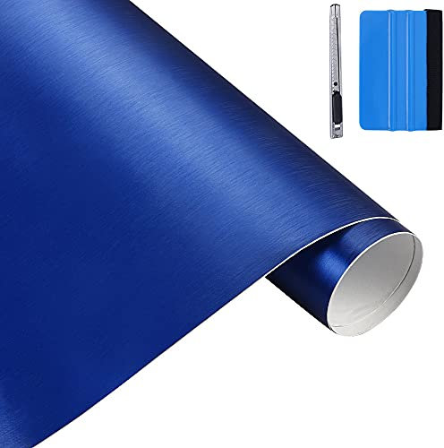 NewL Vinylfolie aus gebürstetem Edelstahl, 30 x 150 cm, Blau