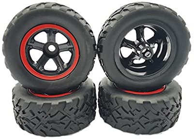 JIMINISO Spielzeug-Zubehör, 4 Stück, Gummireifen, Rad-Upgrade für WPL D12 1/10 RC LKW, Autoteile