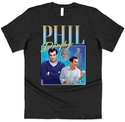 Sanfran Clothing Phil-Dunphy-T-Shirt, Homage-Shirt für den „Modern“-Schauspieler aus der lustigen TV-Serie, im Retro-Stil der 90er Jahre, Cam-Shirt im Vintage-Look, Schwarz , 5X-Large