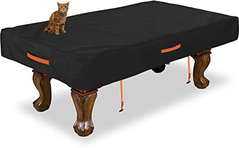 LSongSKY 7/8/9FT Billiard Pool Table Cover,Heavy Duty Waterproof Outdoor Pool Table cover,7/8/9 Foot Fitted Snooker Patio Furniture Table Covers,9 Foot 112L X 62W X 8H,,Black