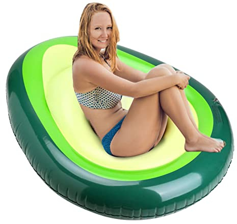 PW TOOLS Avocado Aufblasbarer Poolschwimmer | Avocado Aufblasbarer Poolschwimmer - Großes aufblasbares Sommerstrandschwimmen, Avocado-Lounge-Floß mit Ball, doppeltem offenem Ventil, Partydekoration