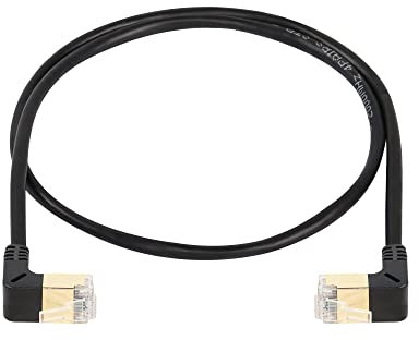 SinLoon Cable Ethernet RJ45 Cat8, cable de red Cat8 de alta velocidad de 90 grados macho a macho, cable de conexión SFTP de 40 Gbps y 2000 MHz para servidor módem enrutador (de abajo a abajo)