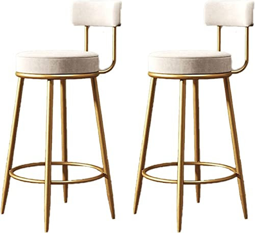 OZCULT Küchenhocker Barhocker 2er-Set Frühstückshocker, Moderner Goldener Tresenhocker, Essensstuhl für Küchentheke (Color : Beige, Size : 65cm)