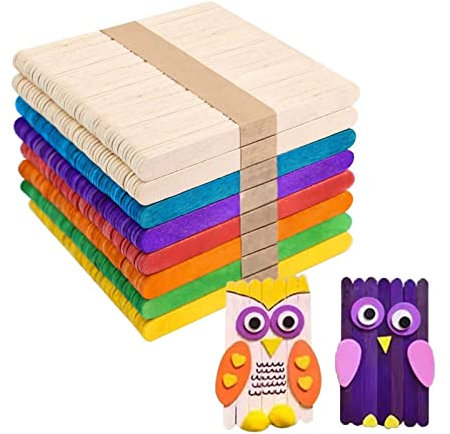 GAROMIA 400 PCS Palos Madera Multicolores Natural Palos de Helado Madera de Colores Palillos de Madera para Paletas Caseras Helado de Madera para la Fabricación de Helados de Bricolaje