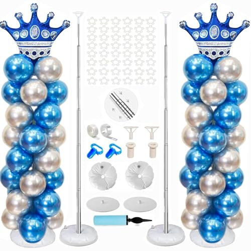 Kaucytue Ballonsäulenständer Stand Kit von 2, 2 m Verstellbare Metall Ballonbogen Stand, mit Basen, geeignet für Geburtstag, Party Dekoration, Hochzeit