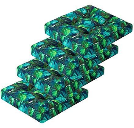 shivler Gartenstuhlauflage Gartenstuhl Auflage Sitzkissen Stuhlkissen Stuhl Sitzauflage Kissen (4 Stck., Blue Blätter)