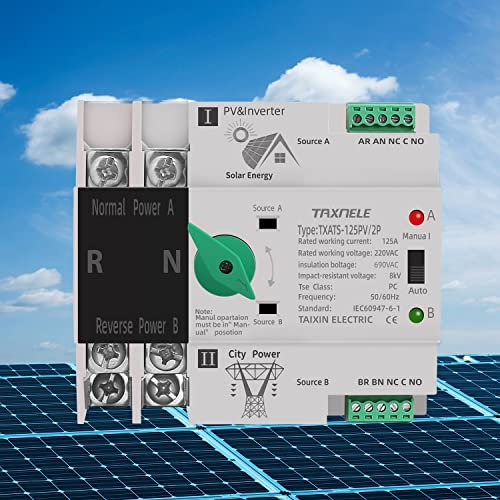Interruttore di trasferimento automatico a doppia alimentazione Alimentazione ininterrotta 2P 63A 100A 125A Commutatore automatico fotovoltaico Interruttore a levetta ATS PV Solar Inverter UPS (63A)