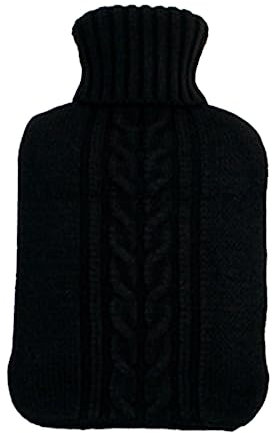 GLEAVI 2l Wärmflaschenbezug Aus Gestrickter Acrylfaser Schwarz Hautfreundlich Stilvoll
