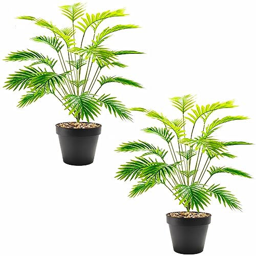 Camiraft 2STK Kunstpflanze Groß Areca Palme 84cm Künstliche Pflanzen im Topf Kunstpalme Fake Plastik Dekor,Künstliche Pflanzen Fake Pflanzen Plastik Pflanze Deko für Wohnzimmer Balkon Büro