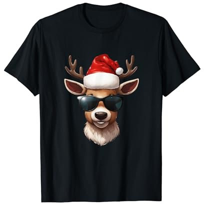 Rudolf Tshirt Weihnachten Weihnachtsshirt Herren Damen Unisex-Erwachsene Cartoon Christmas Novelty T-Shirt Schwarz Kurzarm Small EU S