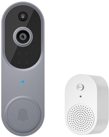 guggre 1080p Wireless Video Doorbell with Indoor Ring Chime, Enhanced Security with AI Human Detection, 2-Way Audio, Night Vision, AES-128 Cloud Storage, Real-Time Alerts, Smart Home Protection