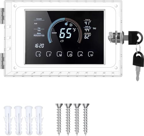 Universal Thermostat Lock Box with Key, Small Thermostat Guard for Wall, Large Thermostat Cover with Lock, Fit All Standard Type Nest Thermostats, 7.2 x 4.7 x 2.2 Inch