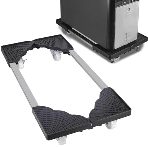 Niciksty Support pour unité centrale mobile - Réglable - Tour d'ordinateur - Avec 4 roulettes verrouillables - Compatible avec la plupart des PC (noir)