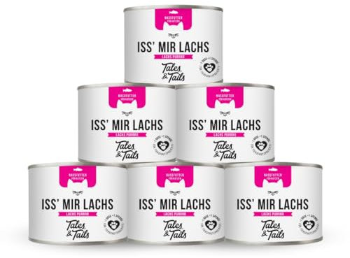 Tales & Tails Nassfutter für Katzen mit 99% Lachs | Getreidefrei und Zuckerfrei | Eine Tierische Proteinquelle | Hohe Akzeptanz & Verträglichkeit | 200g (12, Lachs)