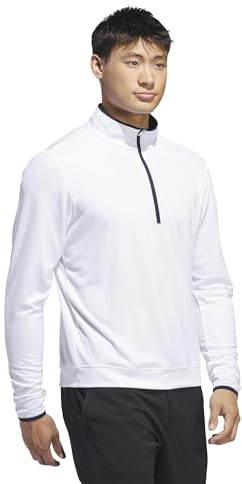 adidas Men's Lightweight Half-Zip Top, white, XXL