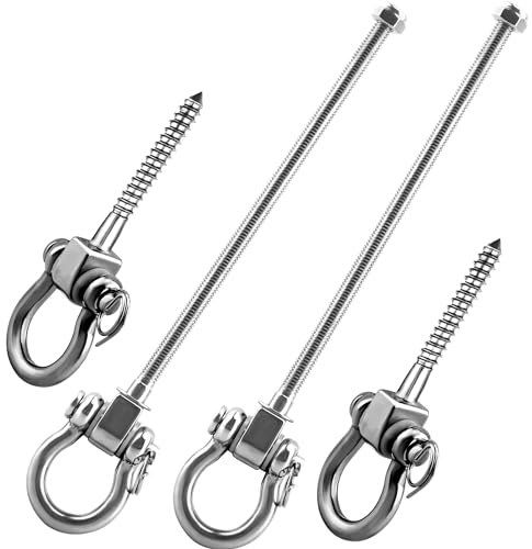 Restroma 4 Pack 180° Swing Hangers Set 1800LB Capacity Stainless Steel Screw Hangers Heavy Duty Swing Brackets Hooks for Hammock Chair Porch Swing Sandbag, 2 Styles