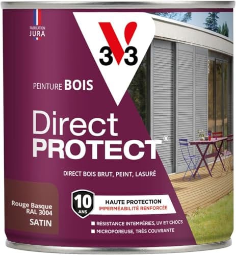 V33 Peinture bois Direct Protect - Rouge basque - 0,5L