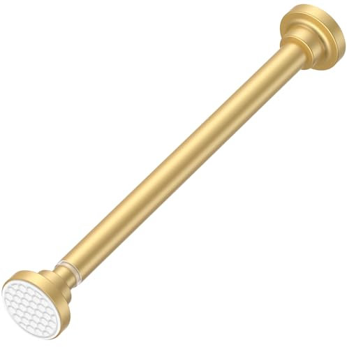 AIZESI Small Tension Rod 16 To 28 Inch,Gold Shower Curtain Rod 1 Inch Diameter Small Tension Pole No Drilling, Non-Slip, Premium Stainless Steel Anti-Rust Short Tension Rod