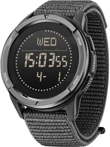 Montre Militaire Homme Commando pour Homme Montre de Sport,Calendrier,Réveil, Chronomètre, Podomètre Montre Numérique Étanche 50ATM Cadran, Noir