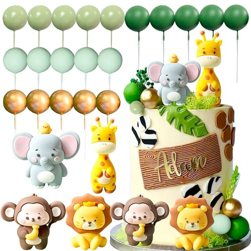 JeVenis Cute Jungle Baby Shower Cake Decoration Safari Animals Cake Decoration Wild One Cake Decoration Two Wild Cake Topper Giraffe Monkey Cake Topper