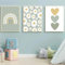 Ueiwffzo 3er Set Poster Kinderzimmer, Boho Gänseblümchen Regenbogen Wandbilder Kinderzimmer Deko, Bilder Leinwand Wandposter Kinderzimmer, Ohne Rahmen (40x50cm)
