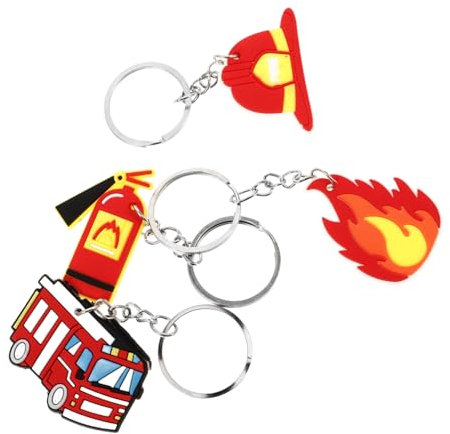 TINEASUR 4stücke Feuerwehrmann-schlüsselanhänger Aus Metall Dekorativer Schlüsselanhänger Anhänger Als Feuerwehrmann-geschenk Schlüsselring Für Schulranzen Schlüsselanhänger-dekor Anhänger