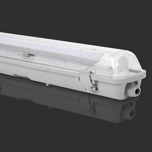 Fiqops Feuchtraumleuchte LED 150cm 24W 2400lm Wannenleuchte Kaltlweiß 6500K IP65 Wasserfest Feuchtraumlampe T8 LED Röhre,Röhrenlampe Werkstattlampe für Garage Keller Büro
