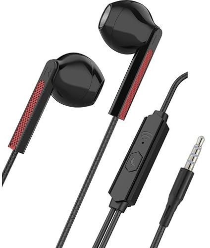 NoveltyThunder Earphones for Samsung Galaxy A15 / A05s / A25 / A14 / A13 / A12 / A72 / A70 / A71 / A21s / A21 / A10 / A20e A20 Headphones Headset with Microphone with In-Line Remote Control (Black)