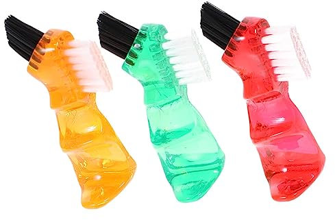 Hoement 3pièces Mini Brosse à Dentier Nettoyage Personnel Multifonctionnel Portable Pour Prothèses Dentaires Rouge Orange Vert